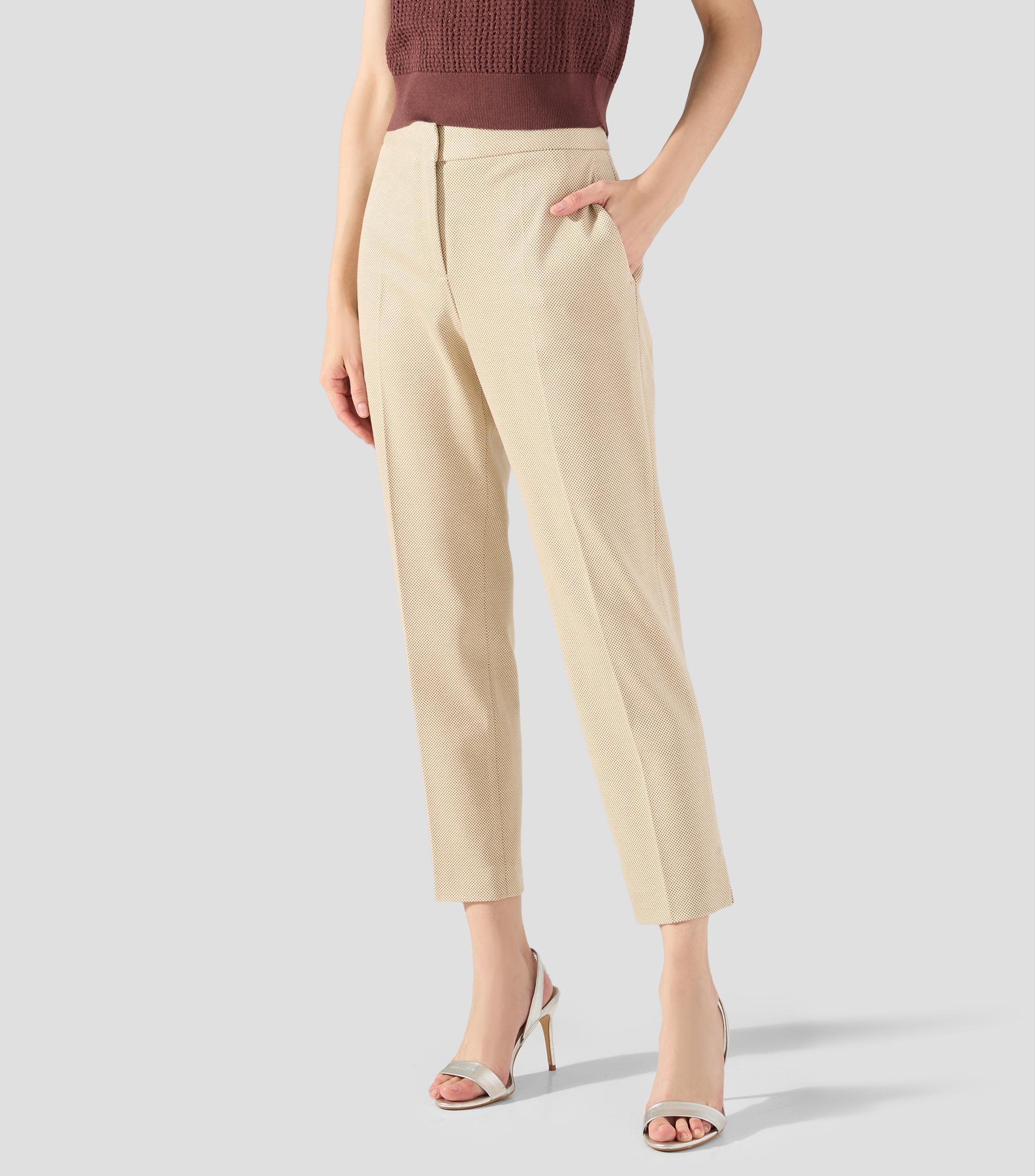 Pantalones slim estampados en punto elástico técnico Mujer